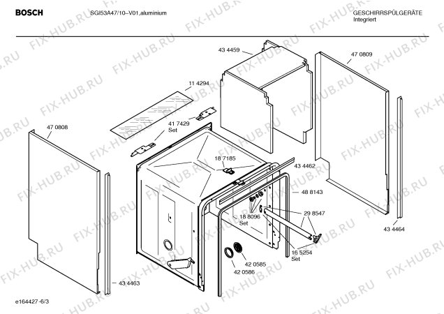 Схема №1 SGI43E17EU с изображением Крышка для посудомойки Bosch 00422692