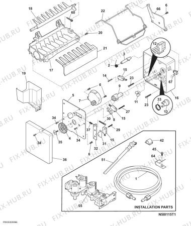 Взрыв-схема холодильника Electrolux ENL62701X0 - Схема узла Icemaker