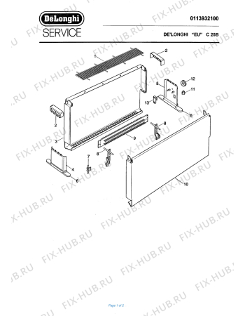 Схема №1 C 25B с изображением Панель для электрообогревателя DELONGHI 709092