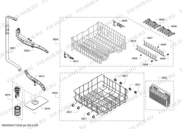 Взрыв-схема посудомоечной машины Bosch SHX4AT55UC Silence 49dBA - Схема узла 06