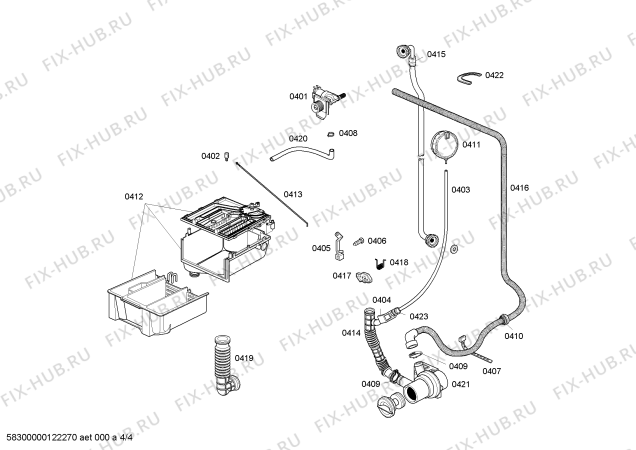 Схема №1 WFA126R22N BOSCH MAXX 600 BCO с изображением Канистра для стиралки Bosch 00478691