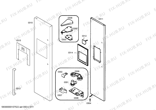 Схема №1 KG57U95SKD с изображением Слив для холодильника Bosch 00181543