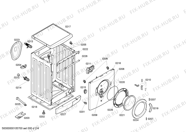 Взрыв-схема стиральной машины Bosch WFL2820FG Maxx WFL2820 - Схема узла 02