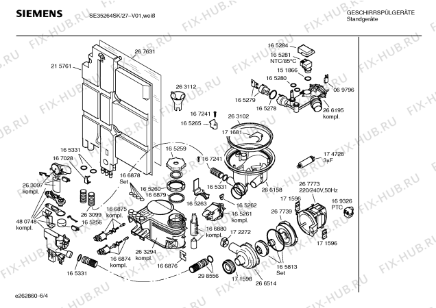 Схема №1 SE35264SK с изображением Инструкция по эксплуатации для посудомойки Siemens 00529652
