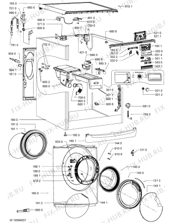 Схема №1 AWOE 81031GR с изображением Блок управления для стиральной машины Whirlpool 481010624900