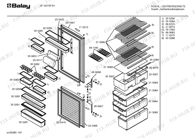 Схема №1 3FG573F с изображением Инструкция по эксплуатации для холодильника Bosch 00523543