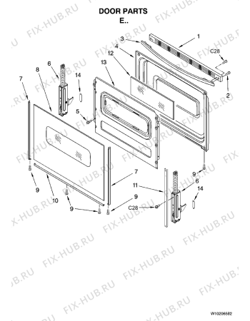 Схема №1 RF111PXSQ с изображением Рукоятка для плиты (духовки) Whirlpool 482000011599