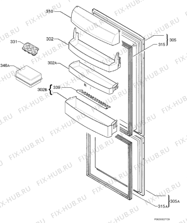 Взрыв-схема холодильника Juno Electrolux JCN24181 - Схема узла Door 003