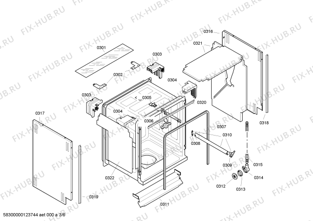 Взрыв-схема посудомоечной машины Bosch SGI45E12EU - Схема узла 03