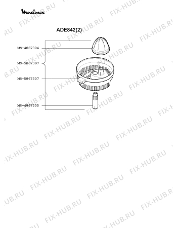 Взрыв-схема кухонного комбайна Moulinex ADE842(2) - Схема узла 7P000490.3P3