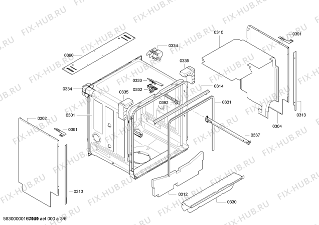 Взрыв-схема посудомоечной машины Bosch SMI50E95EU, SilencePlus - Схема узла 03