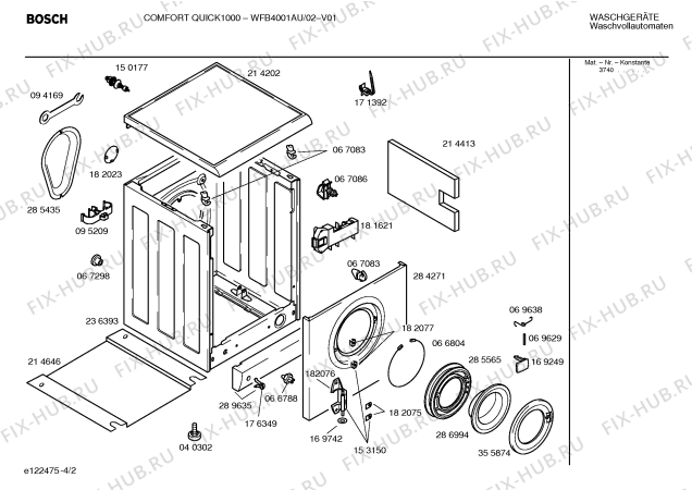 Схема №1 WFB4001AU COMFORT QUICK1000 с изображением Панель управления для стиральной машины Bosch 00365398