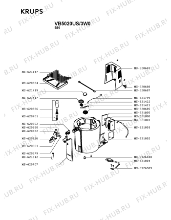 Схема №1 VB5020US/3W0 с изображением Блок управления для дозатора напитков Krups MS-621802