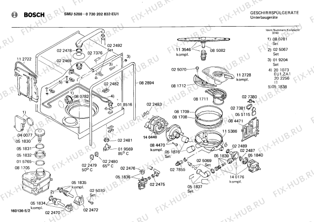 Взрыв-схема посудомоечной машины Bosch 0730202832 SMU5200 - Схема узла 02