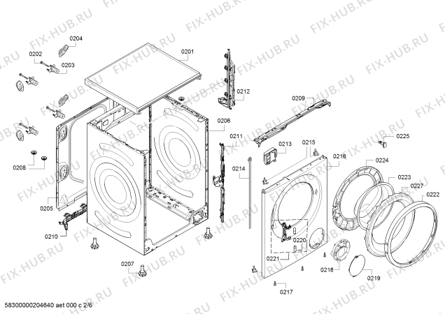 Взрыв-схема стиральной машины Bosch WAT2869XES - Схема узла 02