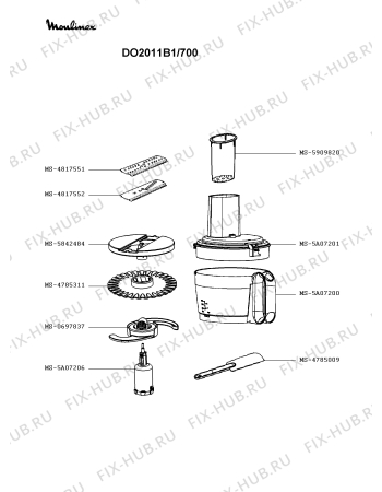 Взрыв-схема кухонного комбайна Moulinex DO2011B1/700 - Схема узла 9P003428.1P2