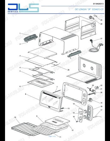 Схема №1 SFORNATUTTO MINI EO12562J-WN с изображением Провод для электропечи DELONGHI 5011811361