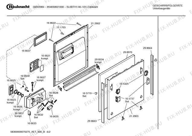 Схема №1 SL6BTH1 GMX5984-854830601000 с изображением Инструкция по эксплуатации для посудомоечной машины Bosch 00592500