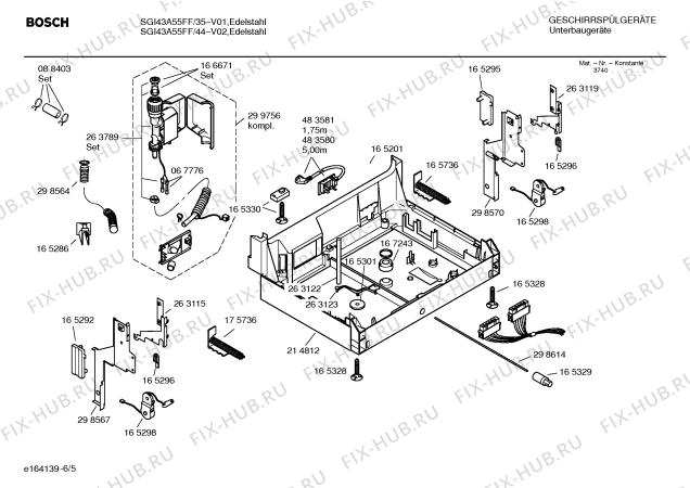 Взрыв-схема посудомоечной машины Bosch SGI43A55FF - Схема узла 05