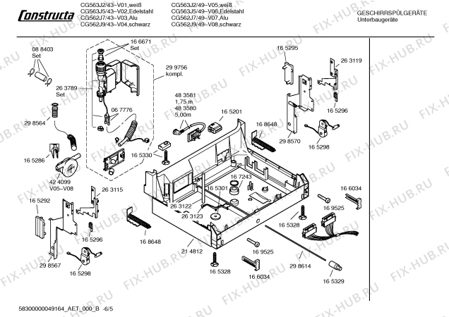Взрыв-схема посудомоечной машины Constructa CG563J9 - Схема узла 05