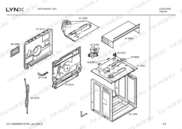 Взрыв-схема плиты (духовки) Lynx 4HT416X - Схема узла 03