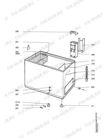 Схема №1 OAS2670-2GT с изображением Часть корпуса для холодильника Aeg 2913426009