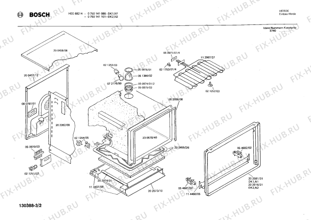 Взрыв-схема плиты (духовки) Bosch 0750141101 HEE682H - Схема узла 02
