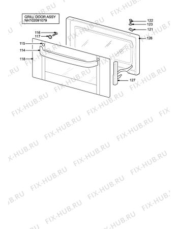 Взрыв-схема плиты (духовки) Electrolux EKG5049XN - Схема узла H10 Grill door assy