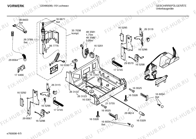 Взрыв-схема посудомоечной машины Vorwerk GS480 sf6vwh2/08 - Схема узла 05