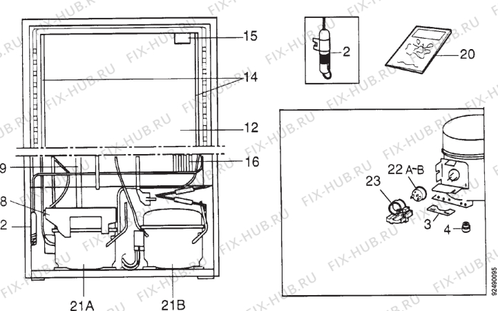 Взрыв-схема холодильника Electrolux ER9003B - Схема узла Section 4