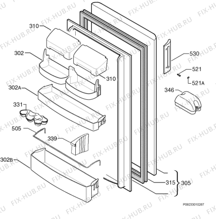 Взрыв-схема холодильника Privileg 903514_40600 - Схема узла Door 003