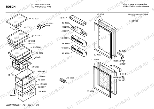 Схема №1 KG26V4F3 с изображением Ручка для холодильника Bosch 00421261