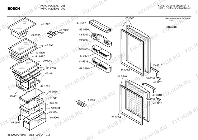 Схема №1 KGV71420IE с изображением Плата для холодильной камеры Bosch 00491126