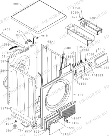 Схема №1 D76SY2B (431037, SP10/320) с изображением Декоративная панель для стиральной машины Gorenje 431607