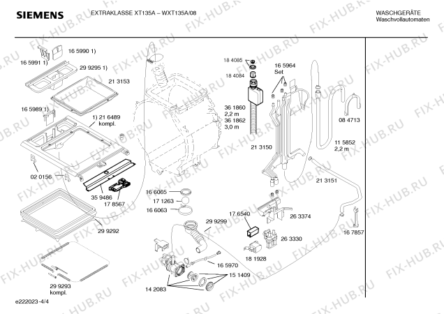 Взрыв-схема стиральной машины Siemens WXT135A EXTRAKLASSE XT 135A - Схема узла 04