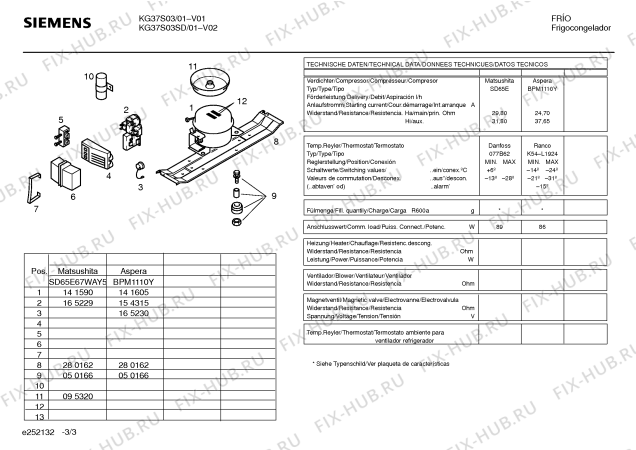 Взрыв-схема холодильника Siemens KG37S03SD - Схема узла 03