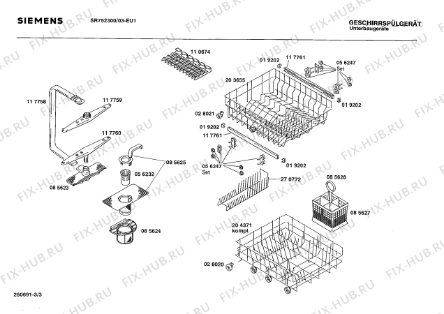 Схема №1 SPIBLA1EE с изображением Инструкция по установке/монтажу для посудомоечной машины Bosch 00513502