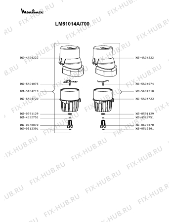 Взрыв-схема блендера (миксера) Moulinex LM61014A/700 - Схема узла KP003432.8P3