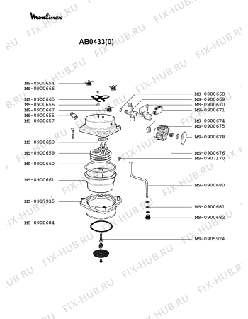 Взрыв-схема кофеварки (кофемашины) Moulinex AB0433(0) - Схема узла ZP001875.5P3