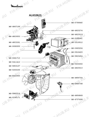 Взрыв-схема микроволновой печи Moulinex AL6326(2) - Схема узла DP002348.5P3