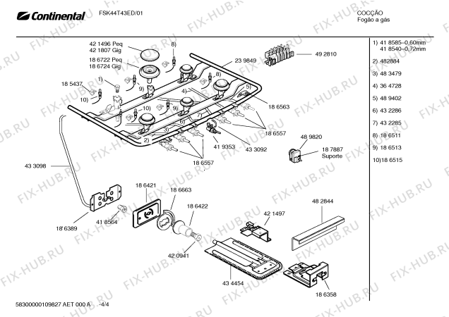 Взрыв-схема плиты (духовки) Continental FSK44T43ED - Схема узла 04