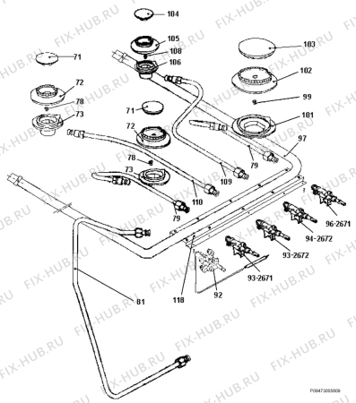 Взрыв-схема плиты (духовки) Juno JGS2010 - Схема узла Section 6