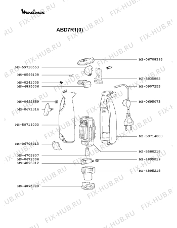 Схема №1 ABD6R4(Q) с изображением Ручка регулировки для блендера (миксера) Moulinex MS-59710553