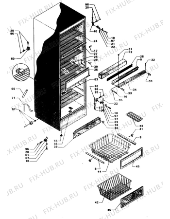 Взрыв-схема холодильника Zanussi Z6345VF - Схема узла C30 Cabinet/interior B