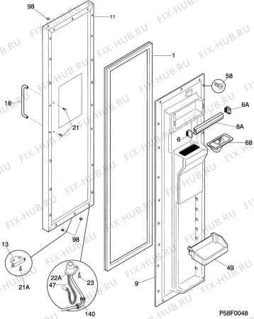 Взрыв-схема холодильника Aeg S8088-4KG - Схема узла C10 Vestfrost, narrow door