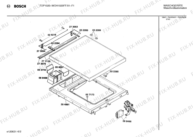 Схема №1 WOH1020FF TOP1020 с изображением Вкладыш в панель для стиральной машины Bosch 00273736