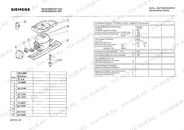 Взрыв-схема холодильника Siemens KF23L00CH - Схема узла 03