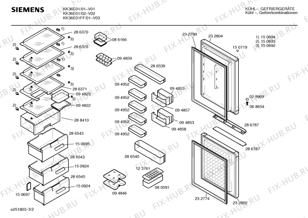 Взрыв-схема холодильника Siemens KK36E01FF - Схема узла 02