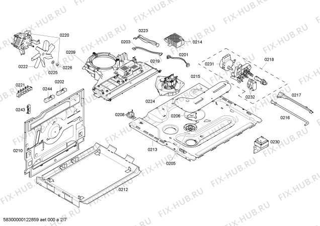 Взрыв-схема плиты (духовки) Bosch HLN654050V - Схема узла 02