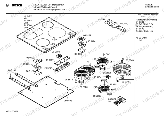 Схема №1 NKM610G с изображением Стеклокерамика для духового шкафа Bosch 00208724